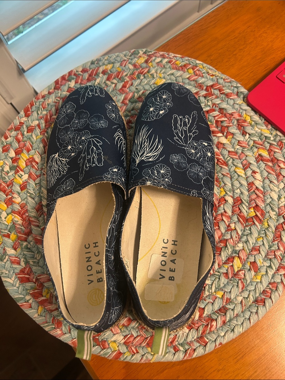 Vionic Navy Floral Slip-On Flats